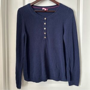Lilly Pulitzer Pullover Henley Sweater Size Large Women’s Navy Blue